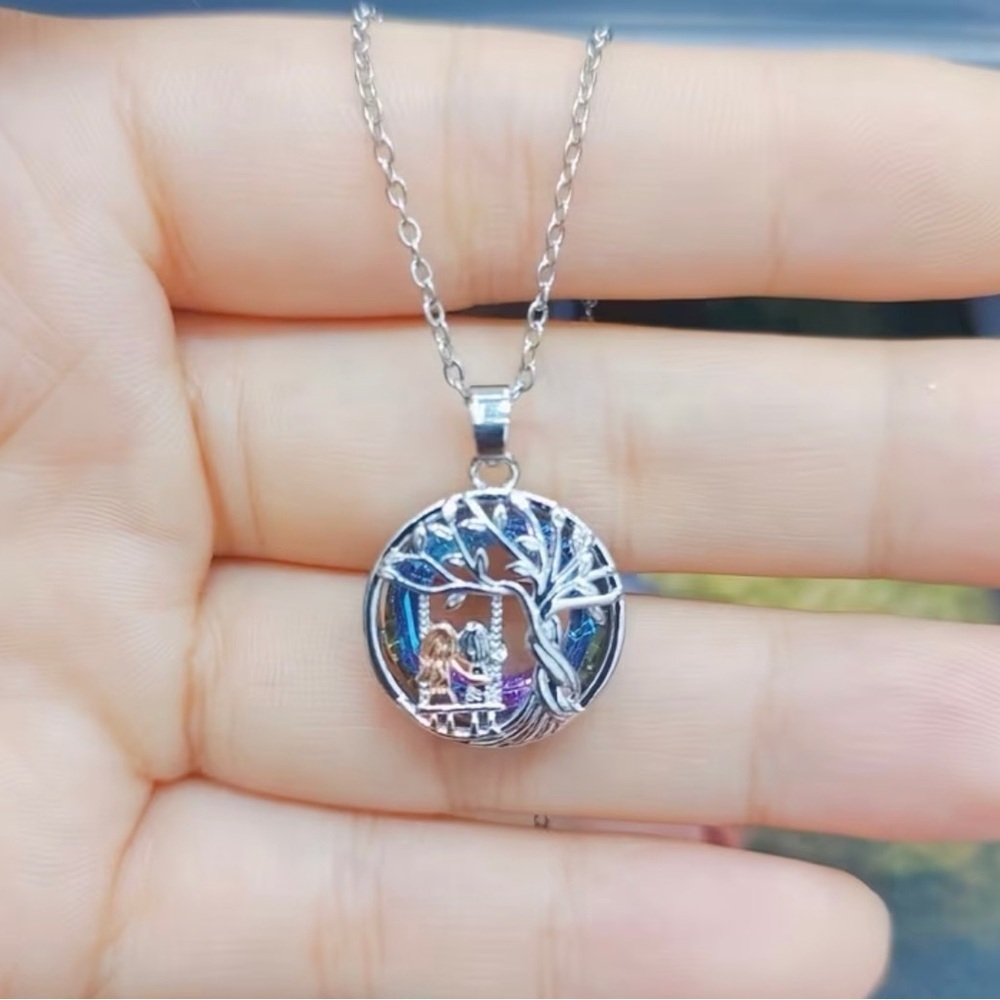 Silver Tree of Life Pendant with Multicolor Accents. - Picture 2 of 4